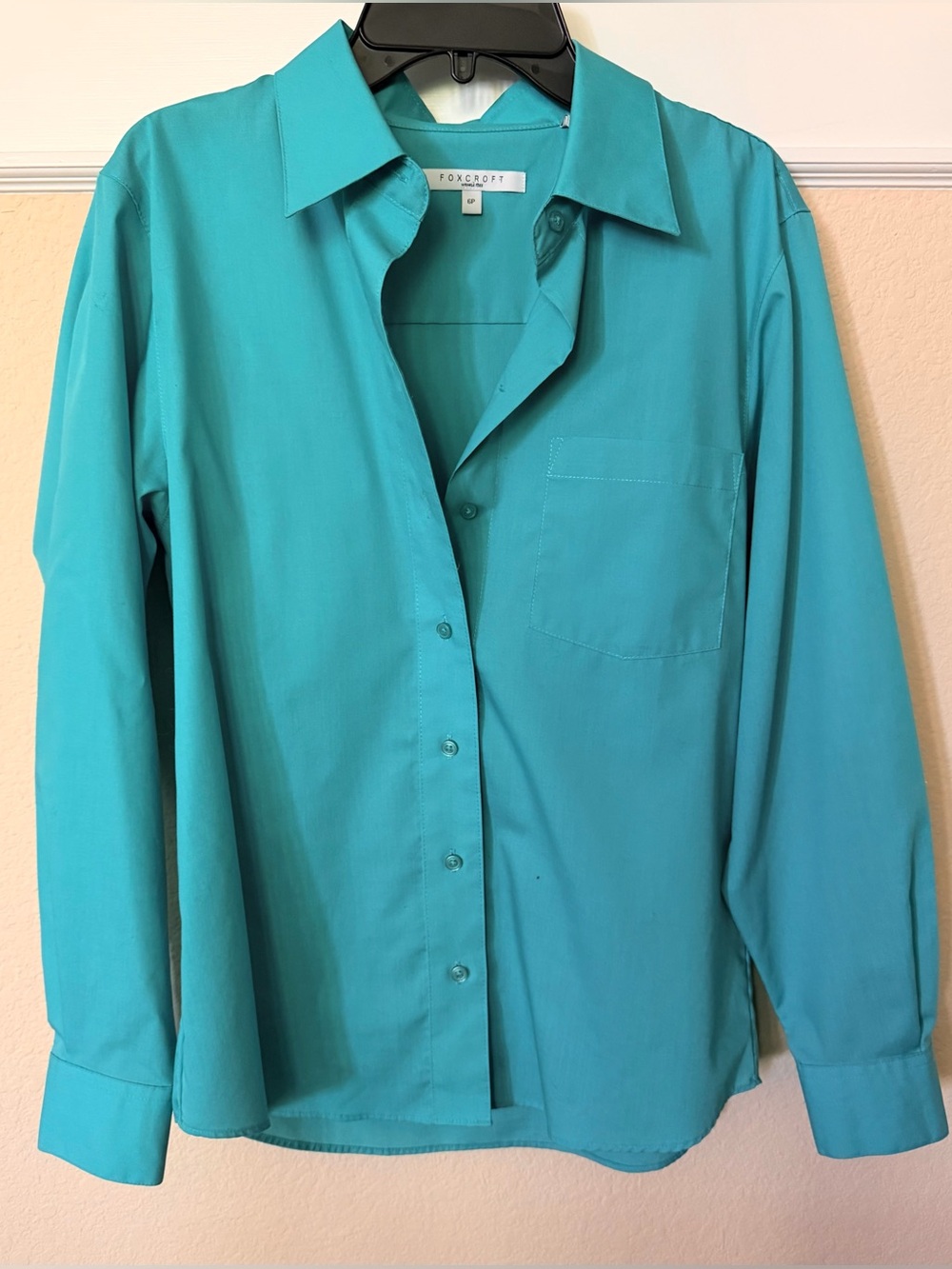 Foxcroft Teal Wrinkle Free Button-Down Shirt - Classic Women's Top
